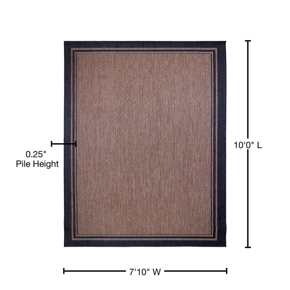 Havana Brown 8' x 10' Synthetic Indoor/Outdoor Flat Woven Area Rug