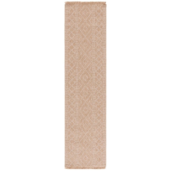 Retreat Natural/Ivory 2 ft. x 8 ft. Solid Diamond Indoor/Outdoor Runner Rug