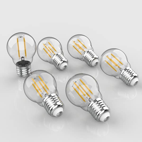 JONATHAN Y 40-Watt Equivalent G45 Non-Dimmable LED Edison Glass Bulbs w/ E26 Base, 80+ CRI, WW 2700K, 420 Lumens, Clear (Pack of 6)