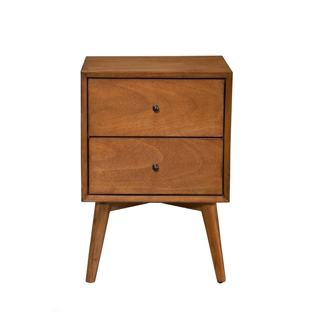 Flynn Acorn Brown Mahogany 2-Drawer Nightstand, 18"W x 15"D x 26"H