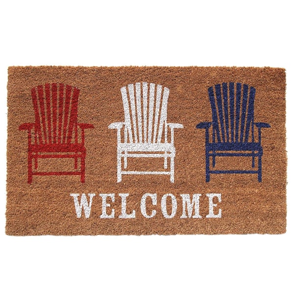 TrafficMaster Chairs Welcome 18 in. x 30 in. PVC Backed Natural Printed ...