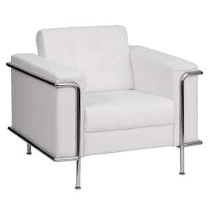 Hercules Lesley Series Contemporary White Leather Chair with Encasing Frame