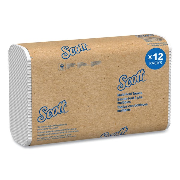 Scott Multi-Fold White Paper Towels 9 2/5 x 9 1/5 (250 Sheets Per Pack, 12  Packs per Carton) KCC03650 - The Home Depot