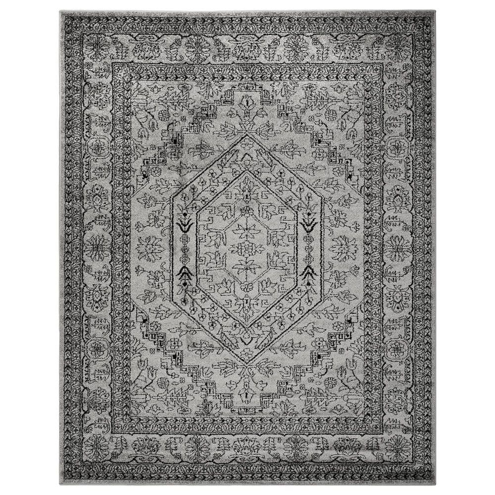 Gray Polypropylene 8 ft. x 10 ft. Oriental Indoor Area Rug
