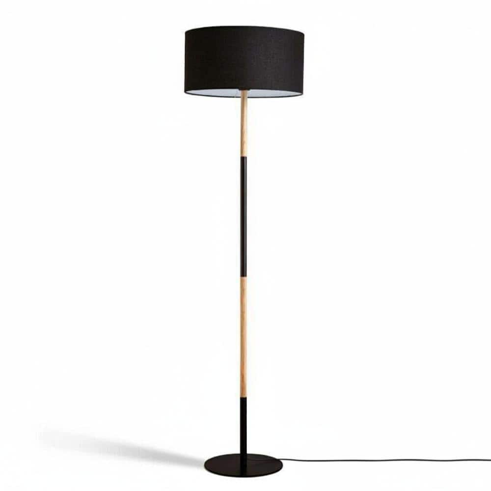 Nordic Floor Lamp with Wooden Frame and Fabric Drum Shade, E26 Modern Standing Lamp,Black price history on PriceWatchPro