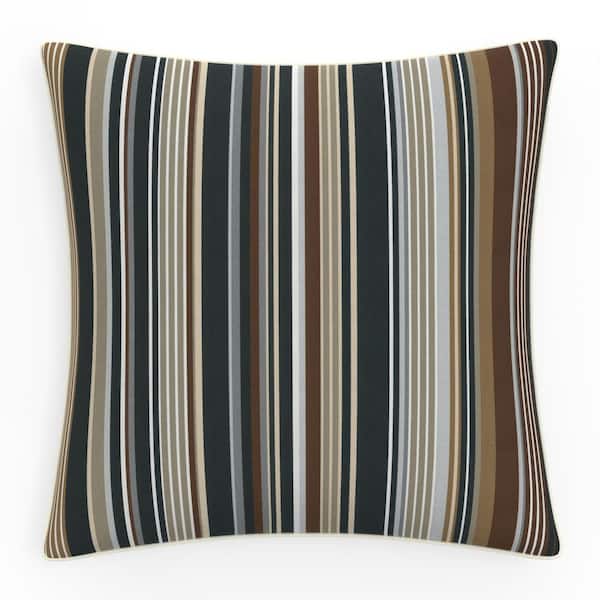 Pillow Perfect Stripe 25 in W x 5 in H Outdoor Floor Throw Pillows 1-Count in Black Multi Labrisa Rattan
