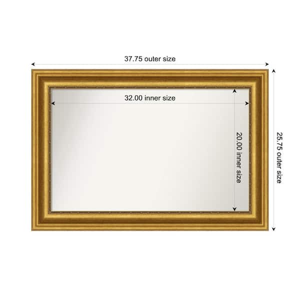 Amanti Art Parlor Gold 37.75 in. x 25.75 in. Custom Non-Beveled Recycled Polystyrene FramedBathroom Vanity Wall Mirror