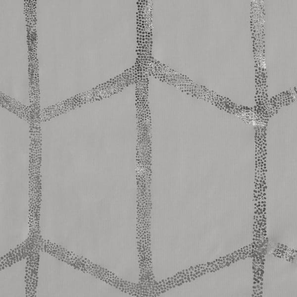 Khloe 72 in. x 72 in. Grey/Silver Microfiber Printed Metallic Shower Curtain