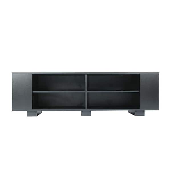Unbranded 59 in. Black TV Stand for Fits TV' up to 65 in. Flat Screen with 8-Open Shelves
