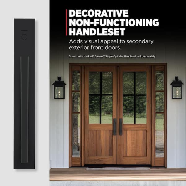Caerus Matte Black Non Functioning Dummy Door Handleset with Microban Protection