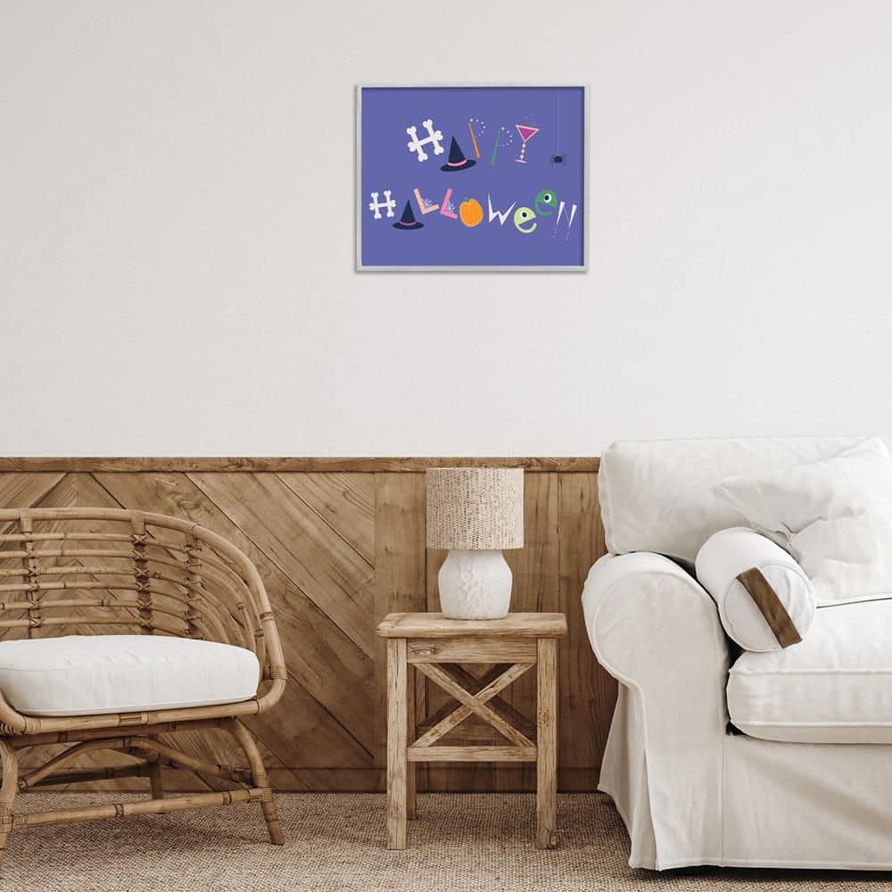 Eclectic Happy Halloween by Sazerelli Designs Gray Framed Typography Giclee Art Print 16 in. x 20 in. price history on PriceWatchPro