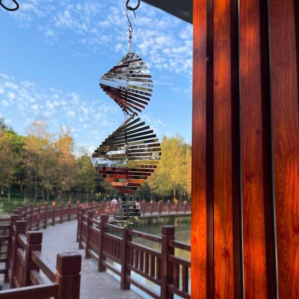 Stainless Steel Hanging Wind Spinner Highly Reflective Bird