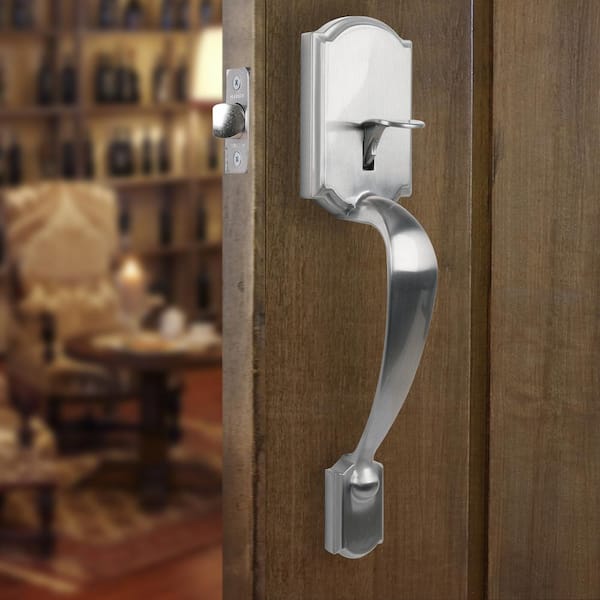 Castle Satin Nickel Entrance Door Handleset with Hartford Interior Knob