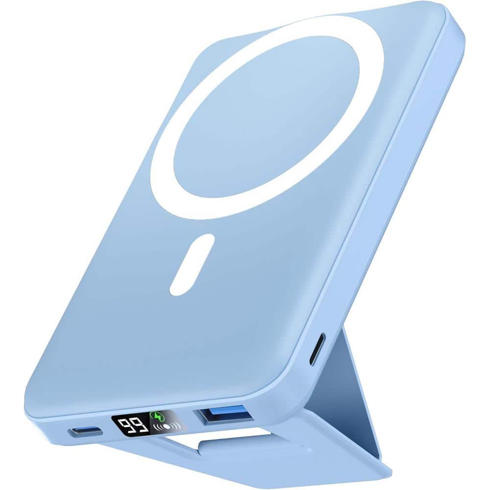 Foldable Battery Pack 10000mAh Magnetic Power Bank with USB-C Cable LED Display Fast Charing in Light Blue (1-Pack) price history on PriceWatchPro