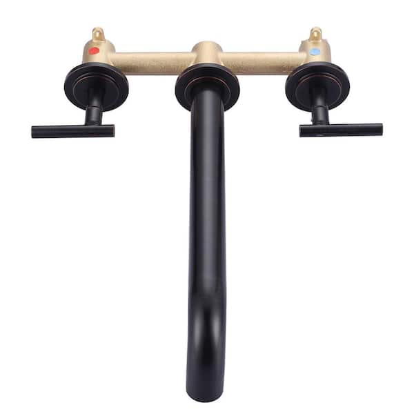 ALEASHA Double-Handle Wall Mount Roman Tub Faucet in Oil Rubbed Bronze
