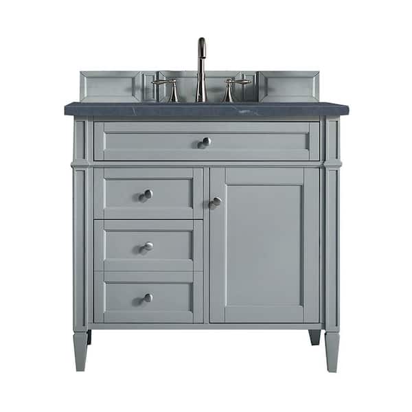 James Martin Vanities Brittany 36 in. W x 23.5 in.D x 34 in. H Single Bath Vanity in Urban Gray with Quartz Top in Charcoal Soapstone