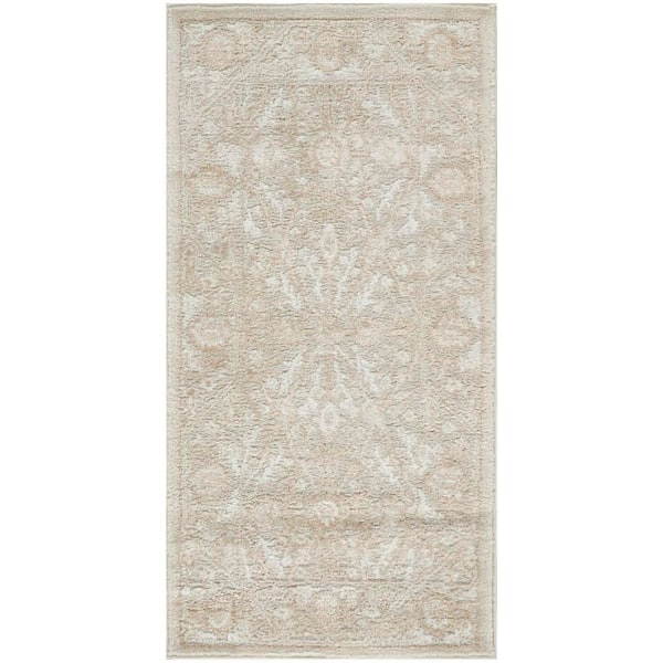 Nourison Dekor Cream Beige 2 ft. x 4 ft. Diamond Traditional Area Rug