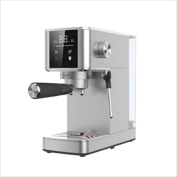 2 Cup 20 Bar Coffee Maker with Color Touchscreen, Espresso Machine with Milk Frother Steam Wand, Stainless Steel
