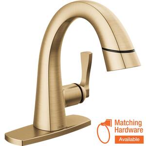 Stryke Single Handle Single Hole Bathroom Faucet with Pull-Down Spout in Lumicoat Champagne Bronze