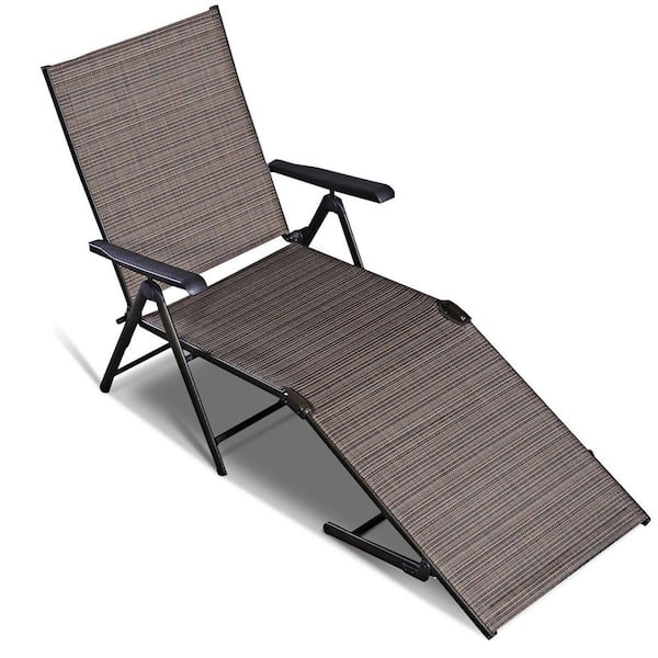 Costway Steel Pool Chair Recliner Patio Furniture Adjustable Outdoor Chaise Lounge Hw49889 The Home Depot - Patio Chair Recliner