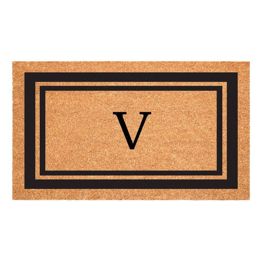 Black Border Monogram Door Mat 18 in. x 30 in. (Letter V) price history on PriceWatchPro