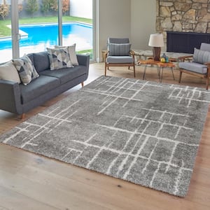 Ultimate Shag Malia Gray 8 ft. x 10 ft. Abstract Indoor Area Rug