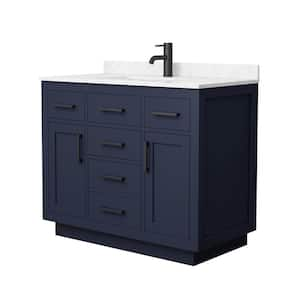 Beckett TK 42 in. W x 22 in. D x 35 in. H Single Bath Vanity in Dark Blue with Carrara Cultured Marble Top