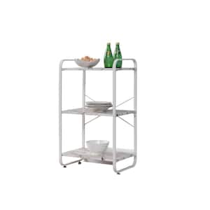 SignatureHome Withe Finish Metal Material 3-Tier Baker's Rack Shelves Top Finish Marble Dimensions: 19"W x 13"L x 32"H