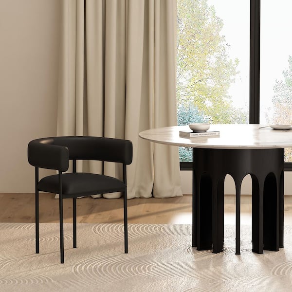 Onda Contemporary Black Faux Leather Upholstered Dining Chair