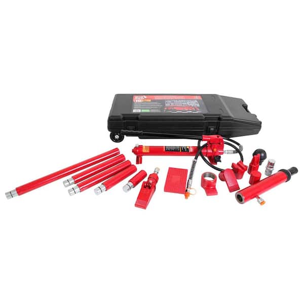Big Red 10-Ton Porta Power Hydraulic Body Frame Repair Tool Kit with Wheel Case