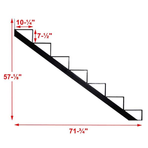 7-Steps Steel Stair Stringer black 7-1/2 in. x 10-1/4 in. (Includes 1 Stair Stringer)