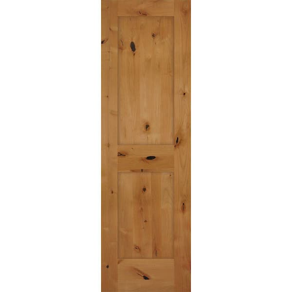 Builders Choice 24 in. x 80 in. Left-Handed 2-Panel Shaker Solid Core Knotty Alder Single Prehung Interior Door