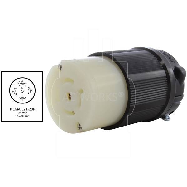 Ac Works Nema Amp 3 Phase 1 8 Volt 3py 5 Wire Locking Female Connector With Ul C Ul Approval Asl21r Bk The Home Depot