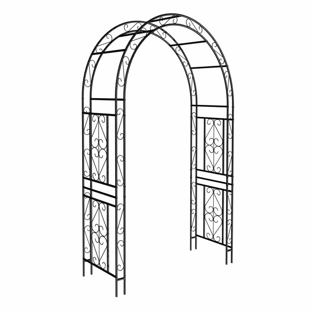 Black Series Outside Dimensions: 90.55 in. x 59 in. Iron Gothic Arbor, Arbo