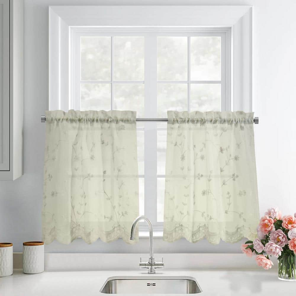 Habitat Grandeur Cream Polyester Embroidered 52 in. W x 24 in. L Rod ...