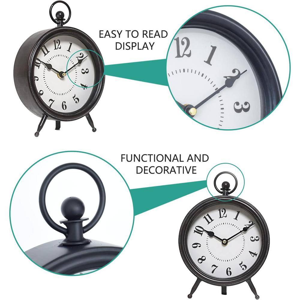 Alcott Hill® Digital Metal Mechanical Tabletop Clock in Black