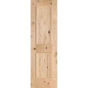 24 in. x 80 in. Rustic Knotty Alder 2-Panel Square Top Unfinished Wood Front Door Slab