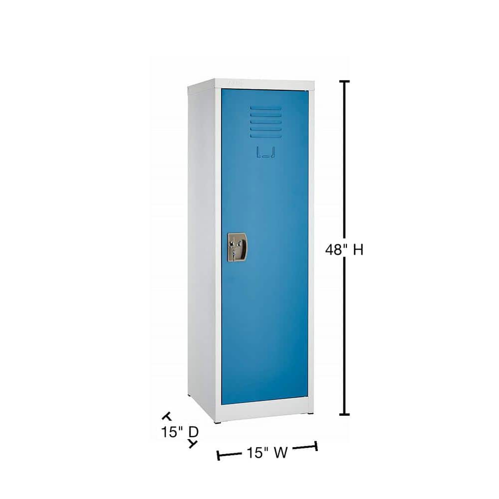 48" Blue and Off-White Steel Freestanding Locker with Adjustable Shelving