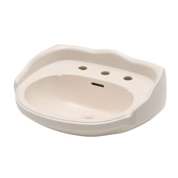Elizabethan Classics Aberdeen 21-7/8 in. Petite Pedestal Lavatory Basin Only for 8 in. Widespread Faucet in Bisque
