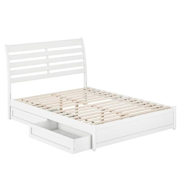 AFI Emelie White Solid Wood Frame Queen Platform Bed with Panel ...