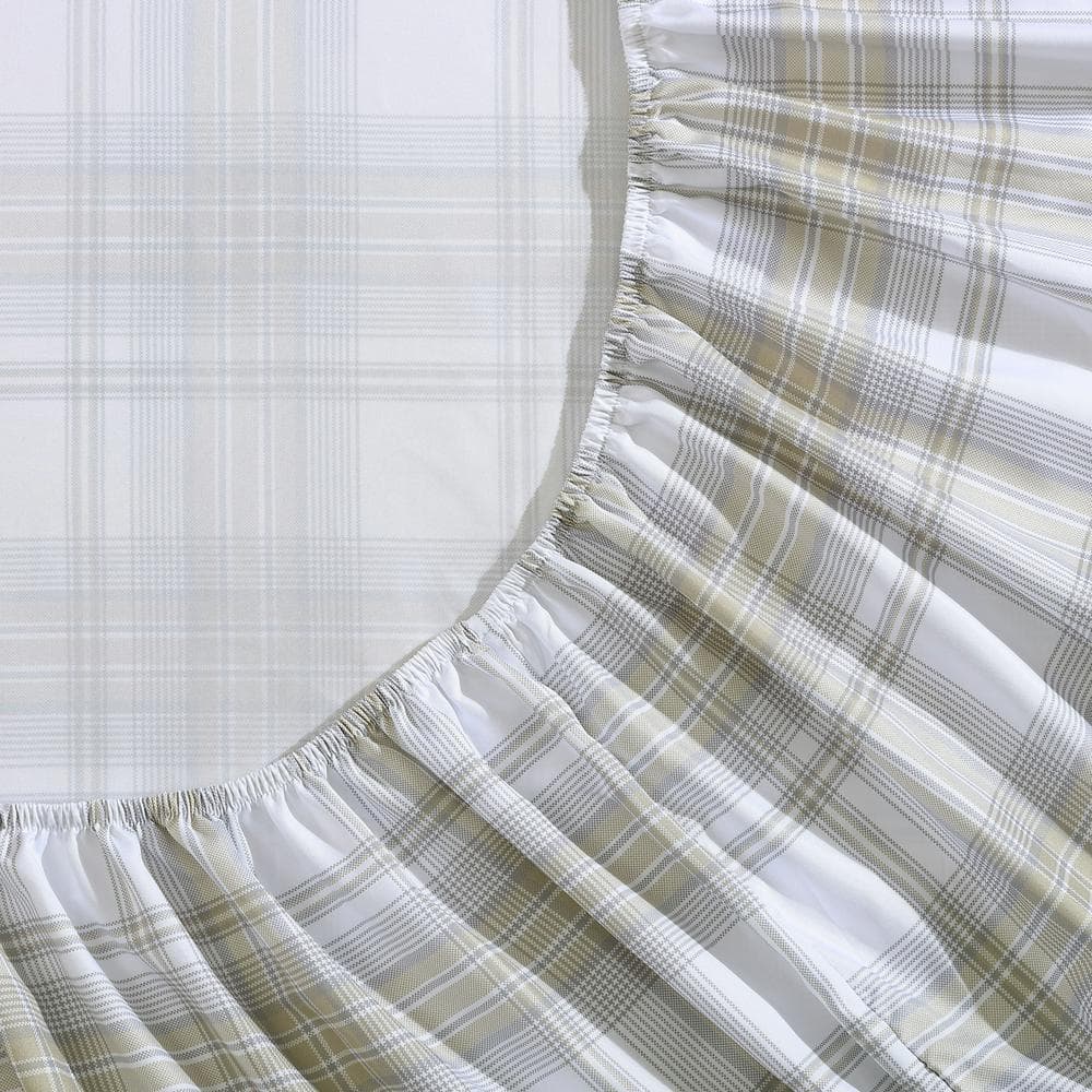 Beige Plaid Full Microfiber Sheet Set