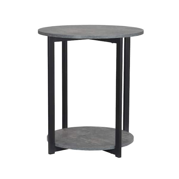 HOUSEHOLD ESSENTIALS 24 in. H Greystone Ashwood 2-Tier Round End Table