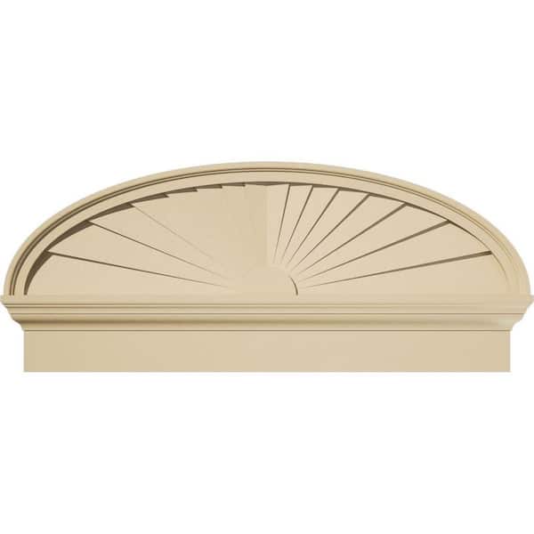 Ekena Millwork 38 in. W x 16-3/8 in. H x 2-3/4 in. P Elliptical Sunburst Signature Urethane Combination Pediment, Primed Tan