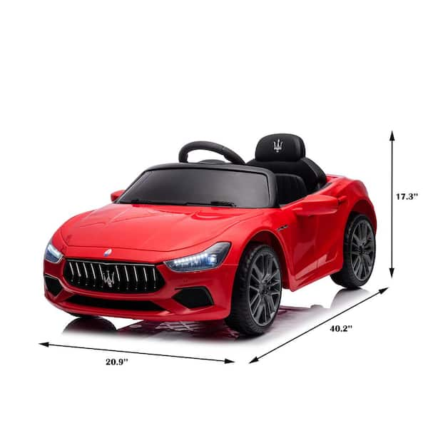 Zeus Ruta 12 Volt Rechargeable Battery Powered Electric Car with 2 Motors Remote Control and Manual Modes Led Lights in Red W0104 KCRD