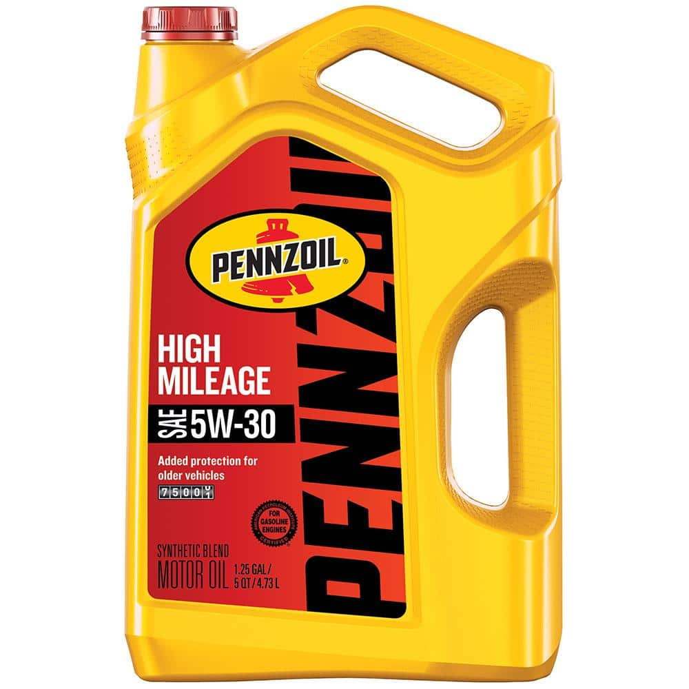 Pennzoil High Mileage SAE 5W-30 Synthetic Blend Motor Oil 5 Qt. 550045218 -  The Home Depot