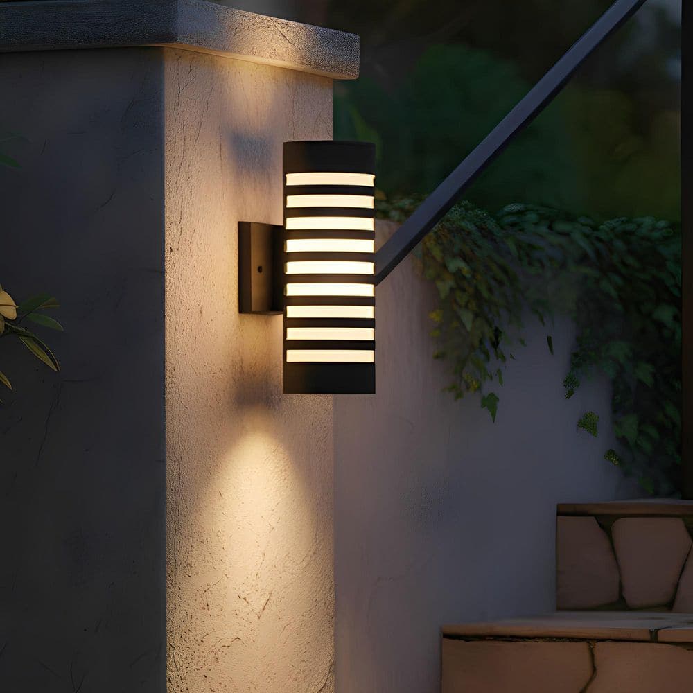 11.81 in. 2-Light Black Cylinder Modern E26 Base LED Indoor/Outdoor Porch Light Wall Lantern Sconce price history on PriceWatchPro