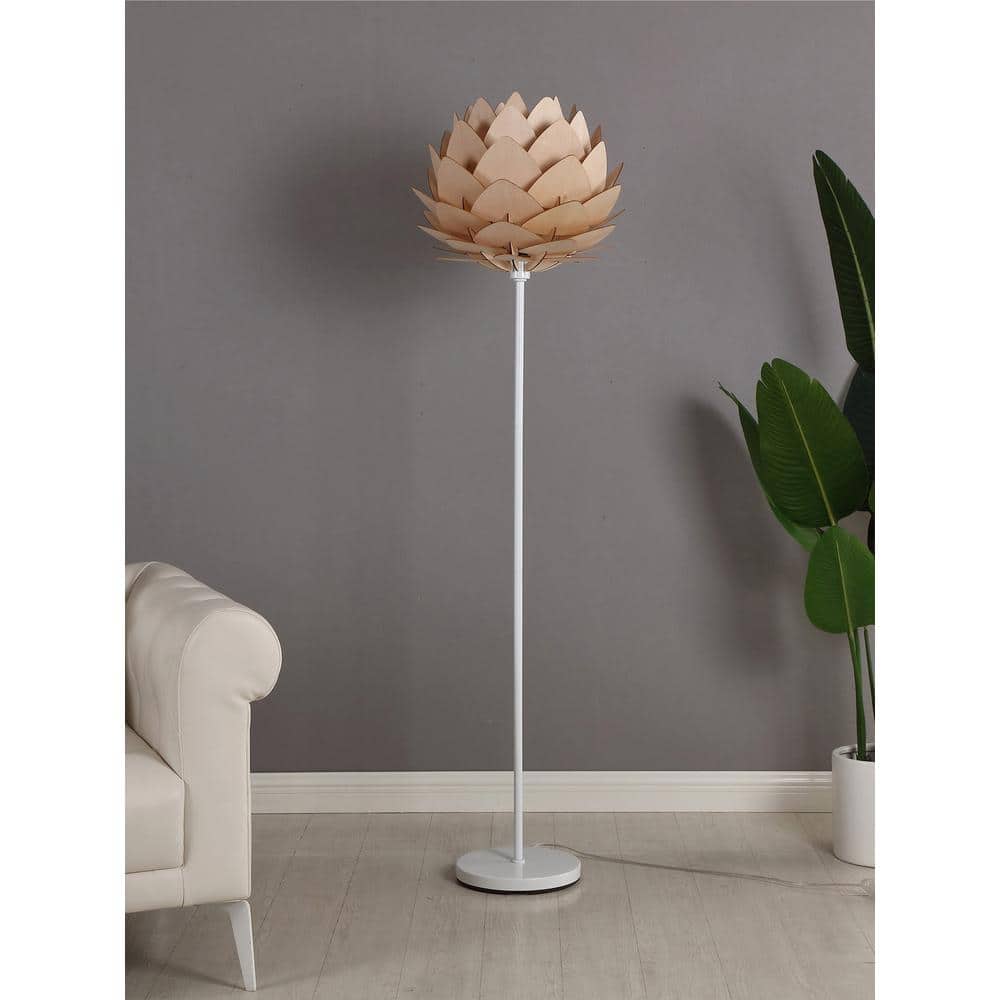 White 66" Torchiere Floor Lamp with Google Assistant for Kids