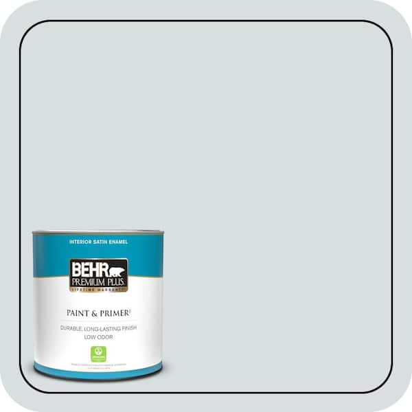 BEHR PREMIUM PLUS 1 qt. #ECC-31-2 Echo Mist Satin Enamel Low Odor Interior Paint & Primer