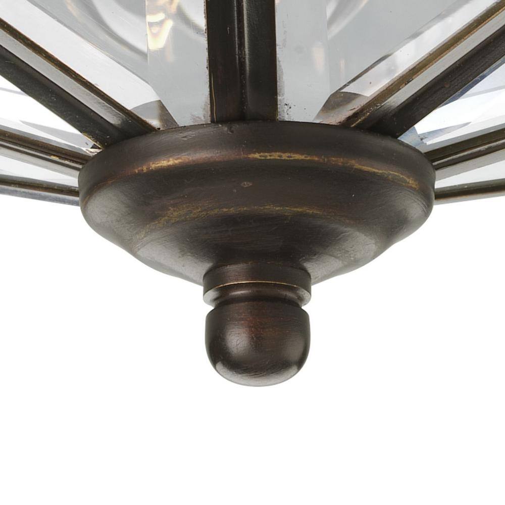 Antique Bronze 3-Light Flush Mount with Beveled Glass