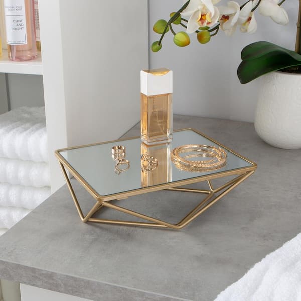 7.4 in. x 2.95 in. Makeup Mirror in Satin Gold